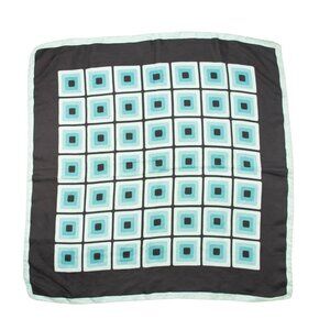 Vintage Blue Squares Modernist Silk Scarf  Accessories